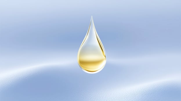 A drop of oil on a blue background photo