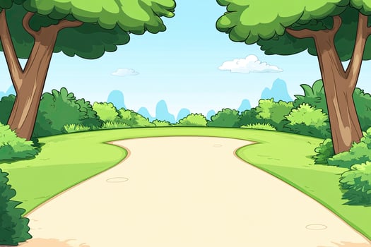 Park path leads through lush greenery photo
