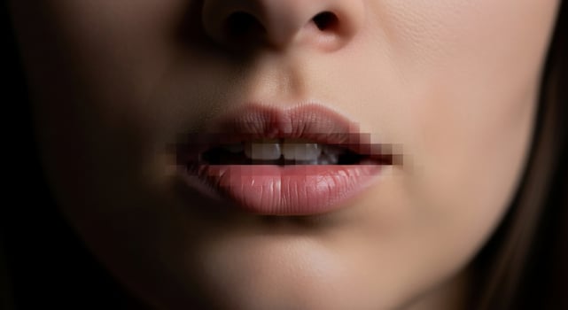 A woman's lips are blurred with a black background photo