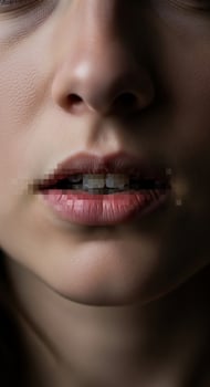 A woman with a missing tooth photo