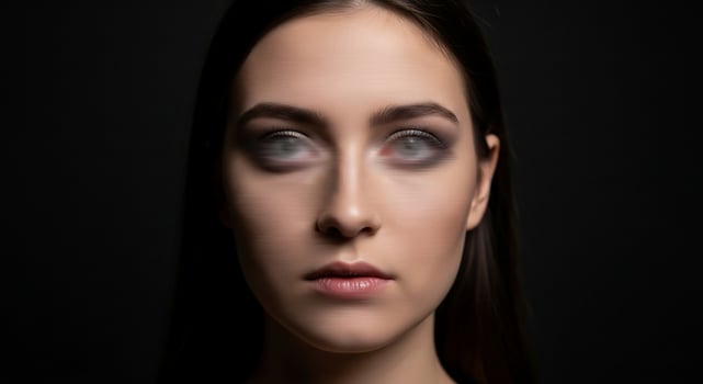 A woman with long hair and dark eyes photo