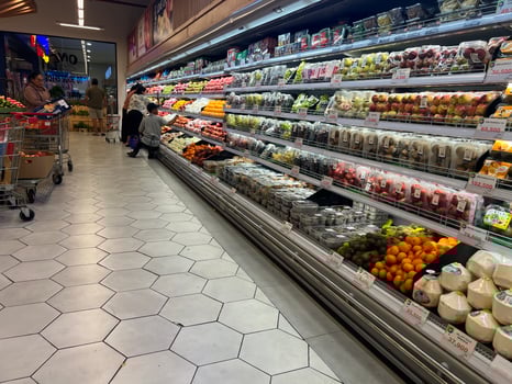 Fruits and Vegetables Aisle in Supermarket photo