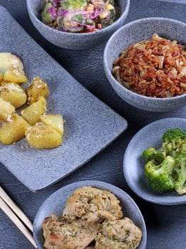 Healthy meal with rice and vegetables photo