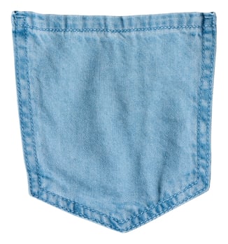 Close up of back pocket of light colored jeans on isolated background photo