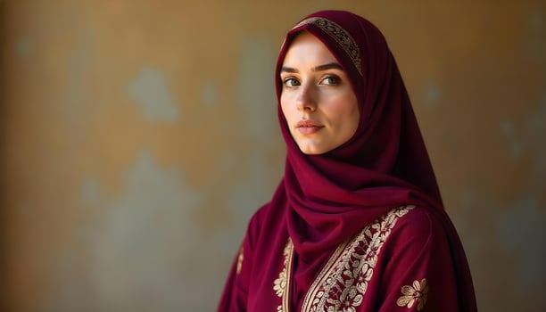 Elegant Muslim Woman in Red Hijab photo