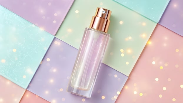 A bottle of perfume on a colorful background photo
