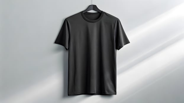 Black t - shirt hanging on a wall photo