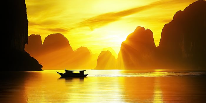 Golden Sunset on a Tranquil Bay photo
