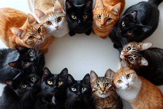 Circle of Cats Diverse Feline Group for Pet-Themed Decorations or Cards photo