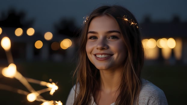 A girl with sparklers in her hair photo