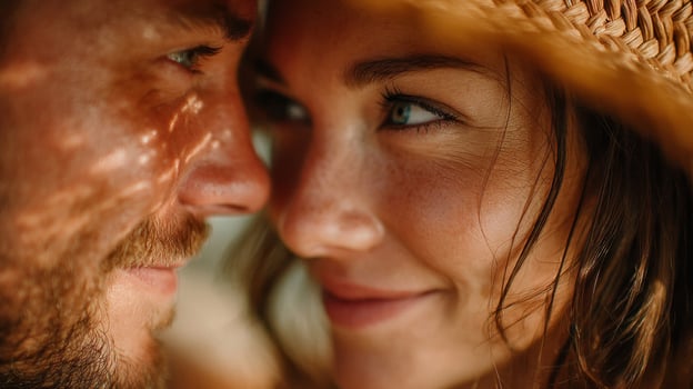 Close-Up Portrait of a Romantic Couple Outdoors photo