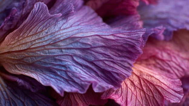 Close-Up of Purple and Pink Iris Petals with Delicate Texture photo
