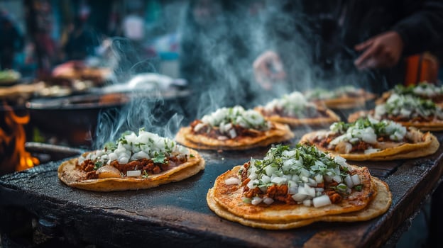 Steaming Tacos on a Grill photo