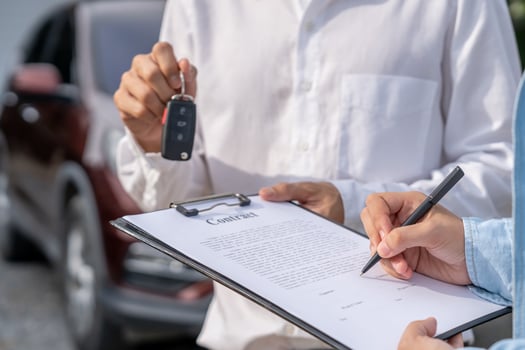 lease, rental car, sell, buy. Sign contract for new and used Car. Sales, loan credit financial, rent vehicle, insurance, renting, Seller, dealer, installment, car care business photo
