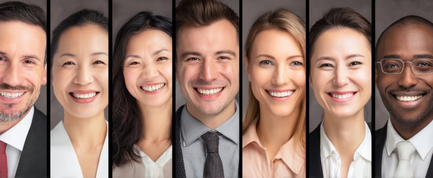 The diverse group of smiling professionals showcasing teamwork and confidence. photo