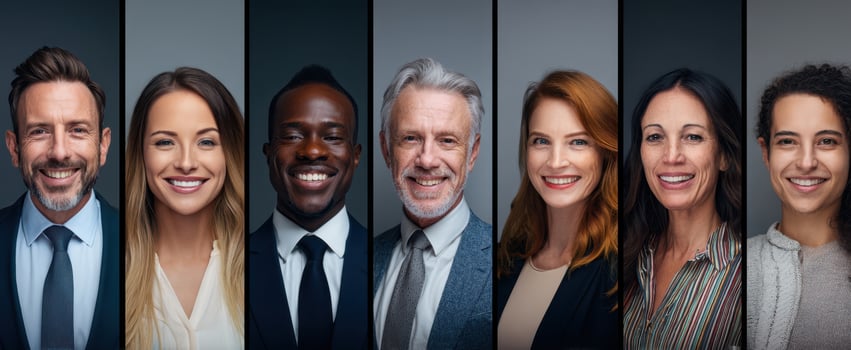 The diverse group of professionals showcasing confidence and collaboration in a modern setting. photo