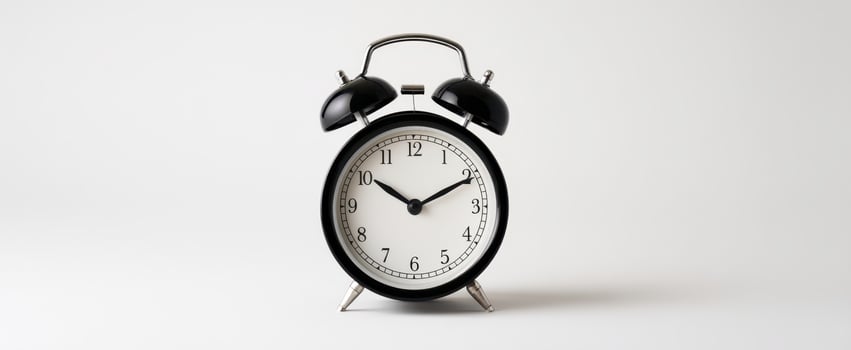 The classic alarm clock representing time management and punctuality in a minimalist setting. photo