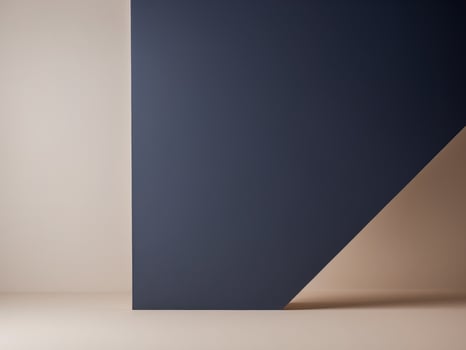 Modern Interior Scene with Blue and Beige Geometric Shapes, Wall and Floor Composition photo