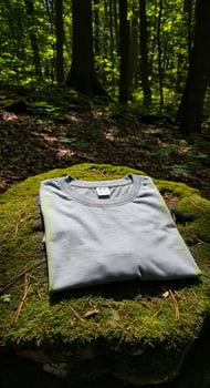A t-shirt on a moss covered rock photo