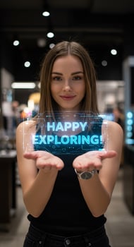 Happy exploring - happy exploring text on virtual screen photo