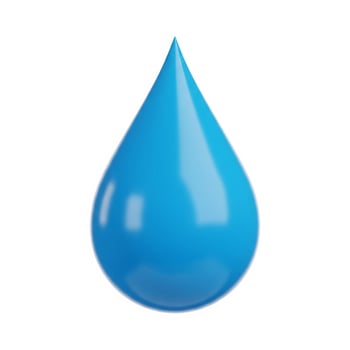 3D illustration of a blue water drop isolated on white photo