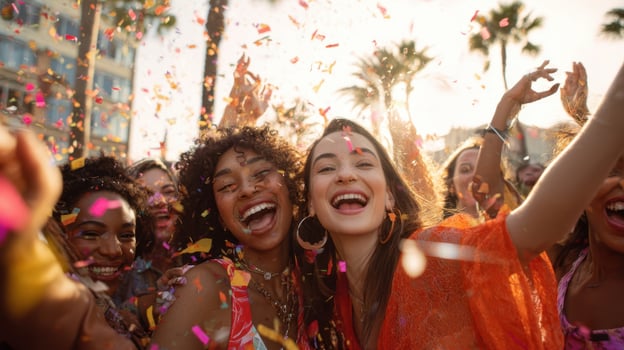 Group of young women having fun at a party photo