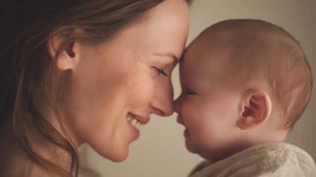 The tender moment between a mother and her baby in loving embrace. photo