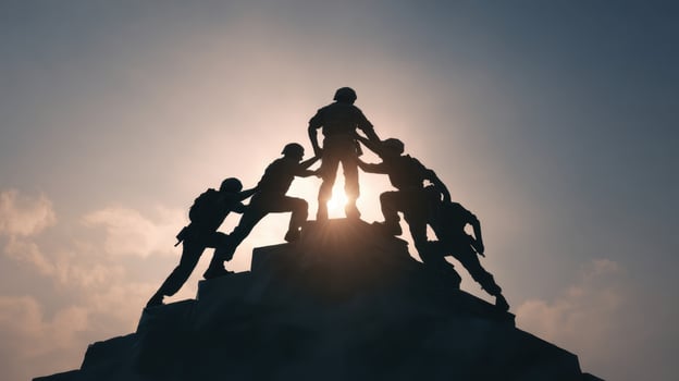 Teamwork and Collaboration Reaching the Summit and Sharing Success Together Perfectly photo