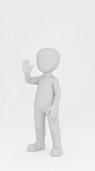 3d man waving hand in front of white background photo