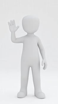 3d man waving hands on white background photo