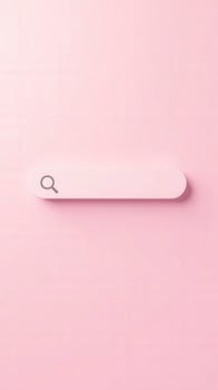 Pink search bar floating on a pastel background representing online research photo