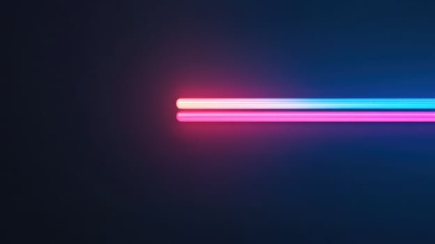 Two glowing neon lights creating colorful reflections on dark background photo