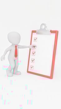 Businessman checking items on checklist for business planning and organization photo
