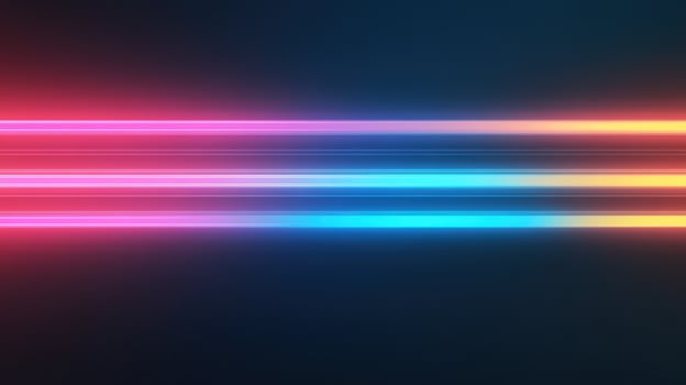 Colorful neon lights streaking across dark background photo