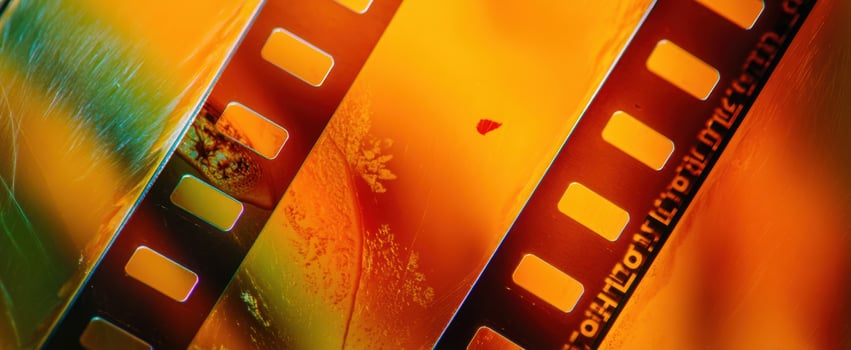 The Artistic Beauty of Film Strips in Vibrant Colors and Textures photo