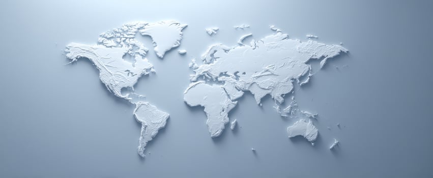 The textured world map showcasing geographical features in a minimalistic design. photo