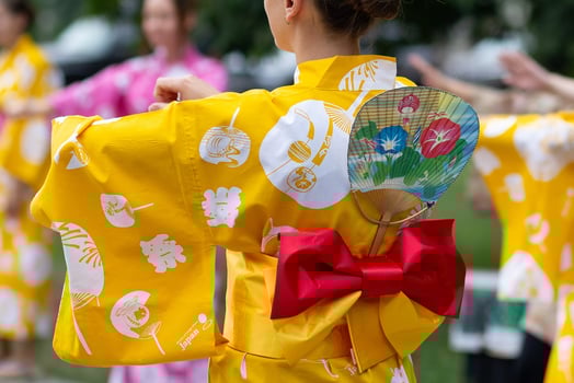 Woman in a beautiful kimono at a Japanese culture festival. People photo
