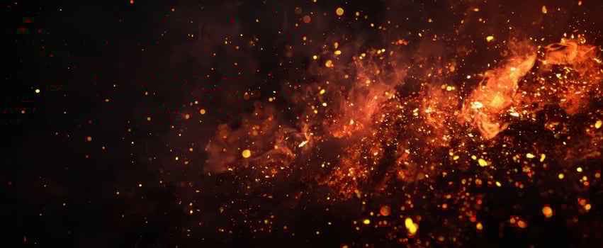 The mesmerizing beauty of flames and sparks against a dark background. photo