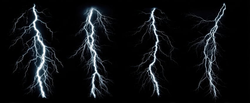 The Stunning Display of Four Lightning Strikes in a Dark Sky photo