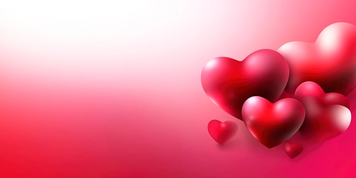 Red hearts floating on a pink background representing love and valentine's day photo