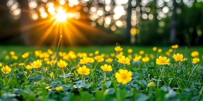 Sunset Meadow with Yellow Flowers Nature photo