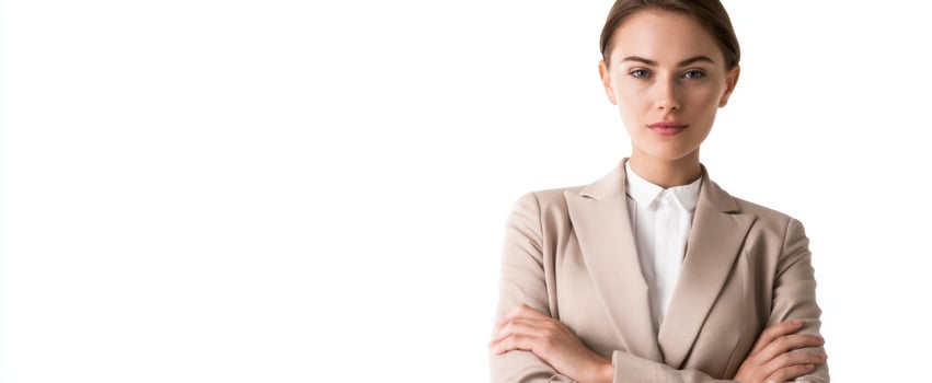 The confident businesswoman exuding professionalism and leadership in a modern suit. photo