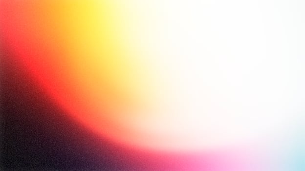 Colorful gradient background fading from black to white, featuring yellow, orange, red, pink and light blue photo