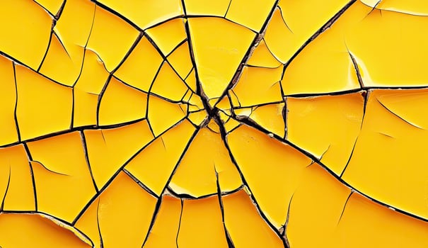 Cracked yellow paint surface photo