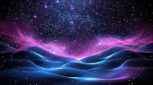 Cosmic landscape with shimmering nebula photo