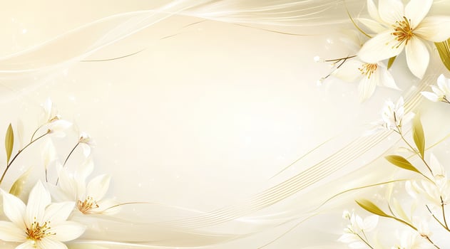 Elegant floral background with flowing ribbons photo