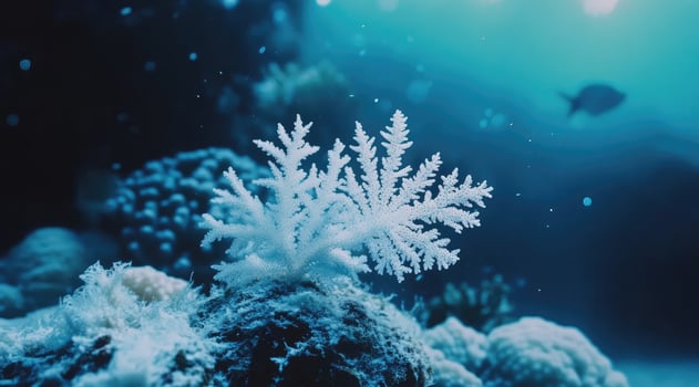 White coral in a vibrant underwater scene photo