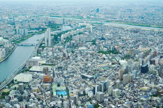 Cityscape with River from Above Tokyo Skytree in Japan photo