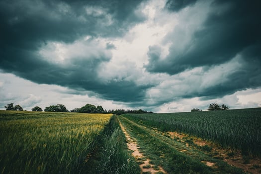 Dark thormclouds on the countryside photo