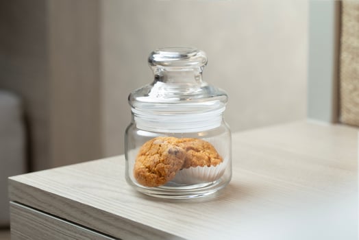 Cookies in a jar hint at a sweet break. photo
